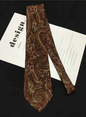 中古领带vintage古着孤品日系休闲复古印花纹学院手打真丝配饰Y57