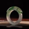 0414200-0 Natural Burmese A-grade high-ice seeded green jade saddle ring with 14-15 rings
