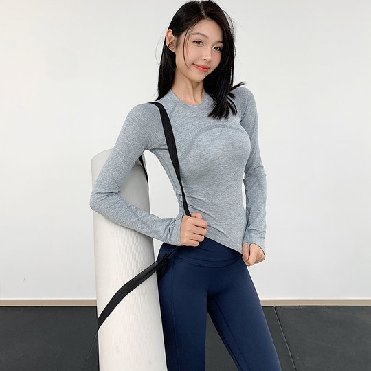 Annerun breathable quick-drying clothing women's slim-fitting and skin-friendly sports long-sleeved T-shirt running wear high elastic fitness yoga clothing