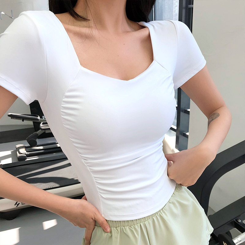 annerun瑜伽服短袖女带胸垫休闲运动上衣速干衣显瘦普拉提健身T恤,淘宝优惠券,粉丝福利购,淘宝优惠卷