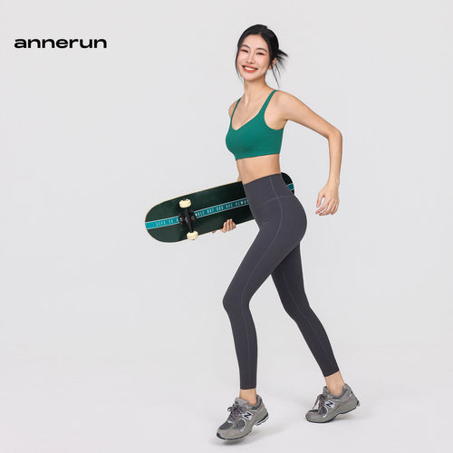 annerun大露背运动内衣女带胸垫钻石领瑜伽背心透气防震健身文胸 - 图3