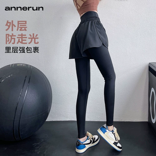 annerun Комплект, леггинсы, штаны, ростомер, утягивающий пояс на талию для спортзала, быстросохнущий комбинезон, в обтяжку, высокая талия, для бега
