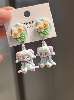 （满9.9包邮）可爱卡通马戏团小丑百搭少女心耳环耳夹无洞耳饰