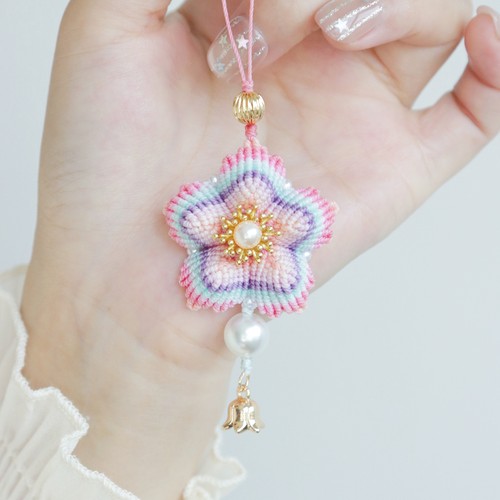 桃夭 招桃花编绳材料包手工diy编织手机挂件包挂国风闺蜜礼物 - 图0