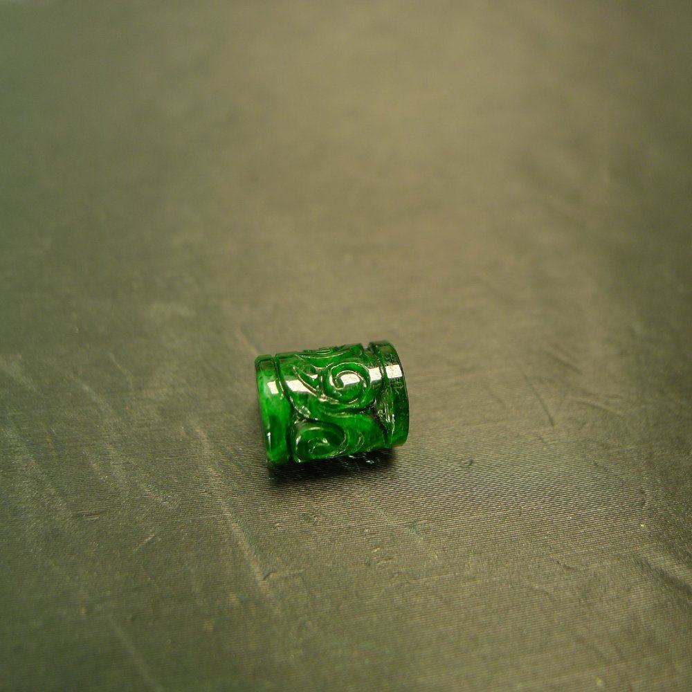 #I642满绿天然A货翡翠圆柱形管珠雕花桶珠 DIY手串珠串配件,淘宝优惠券,粉丝福利购,淘宝优惠卷