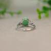 Myanmar natural grade A jadeite cabochon silver inlaid ring