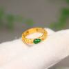 Ice-filled green Burmese natural A-grade gourd ring