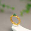 Ice-filled green Burmese natural A-grade gourd ring