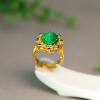 Natural grade A jadeite hollow carved living ring