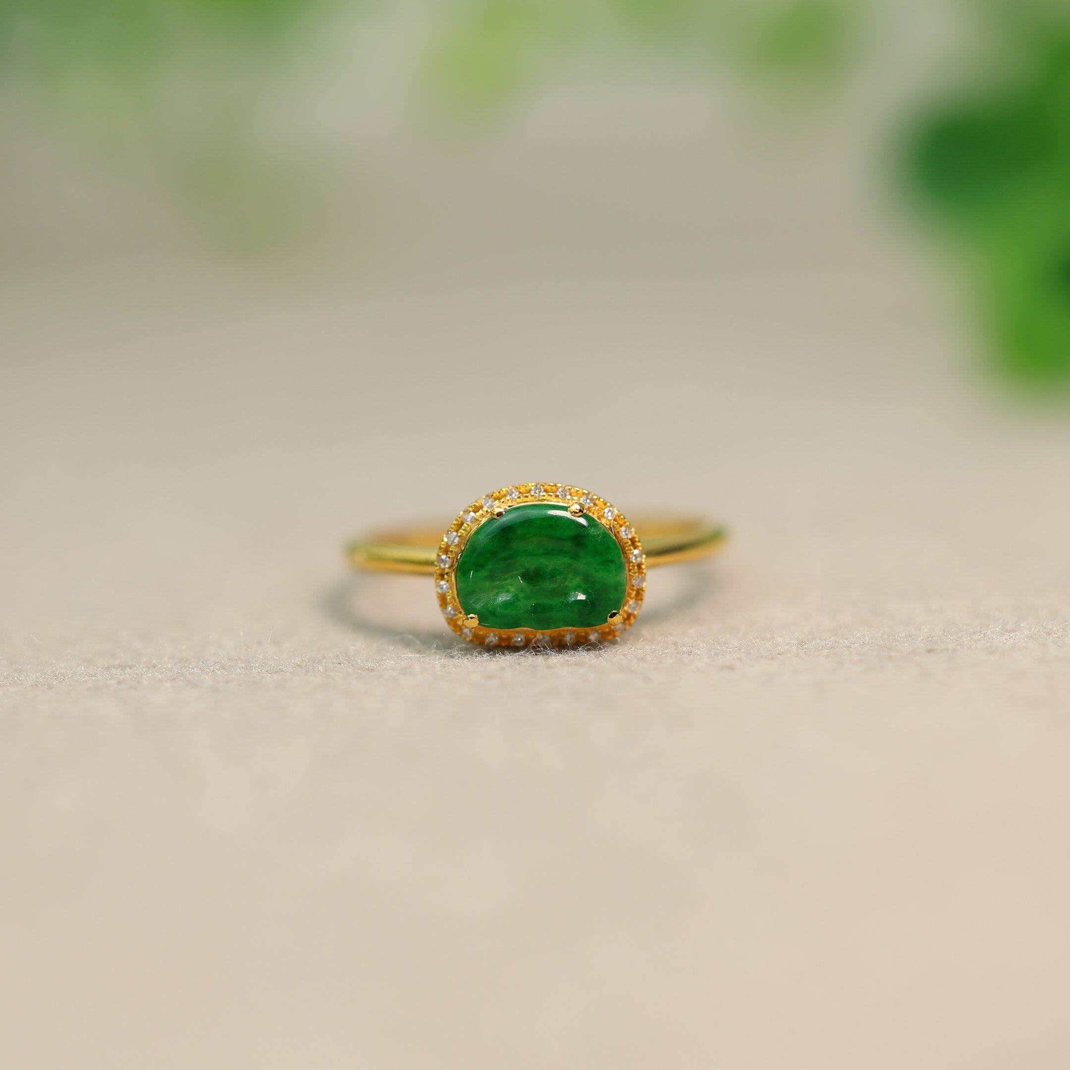 Ice green Burmese natural grade A jade Ruyi head ring