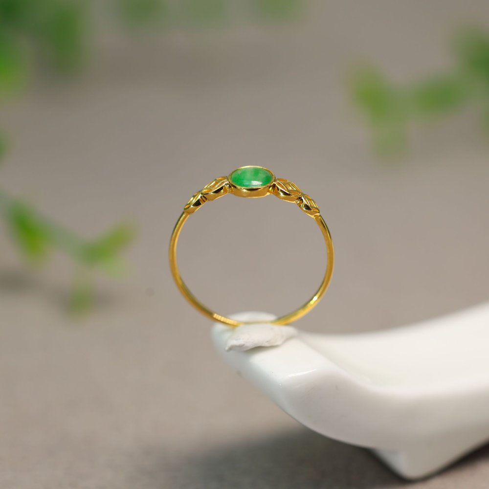Yanglu Myanmar natural grade A jadeite cabochon ring