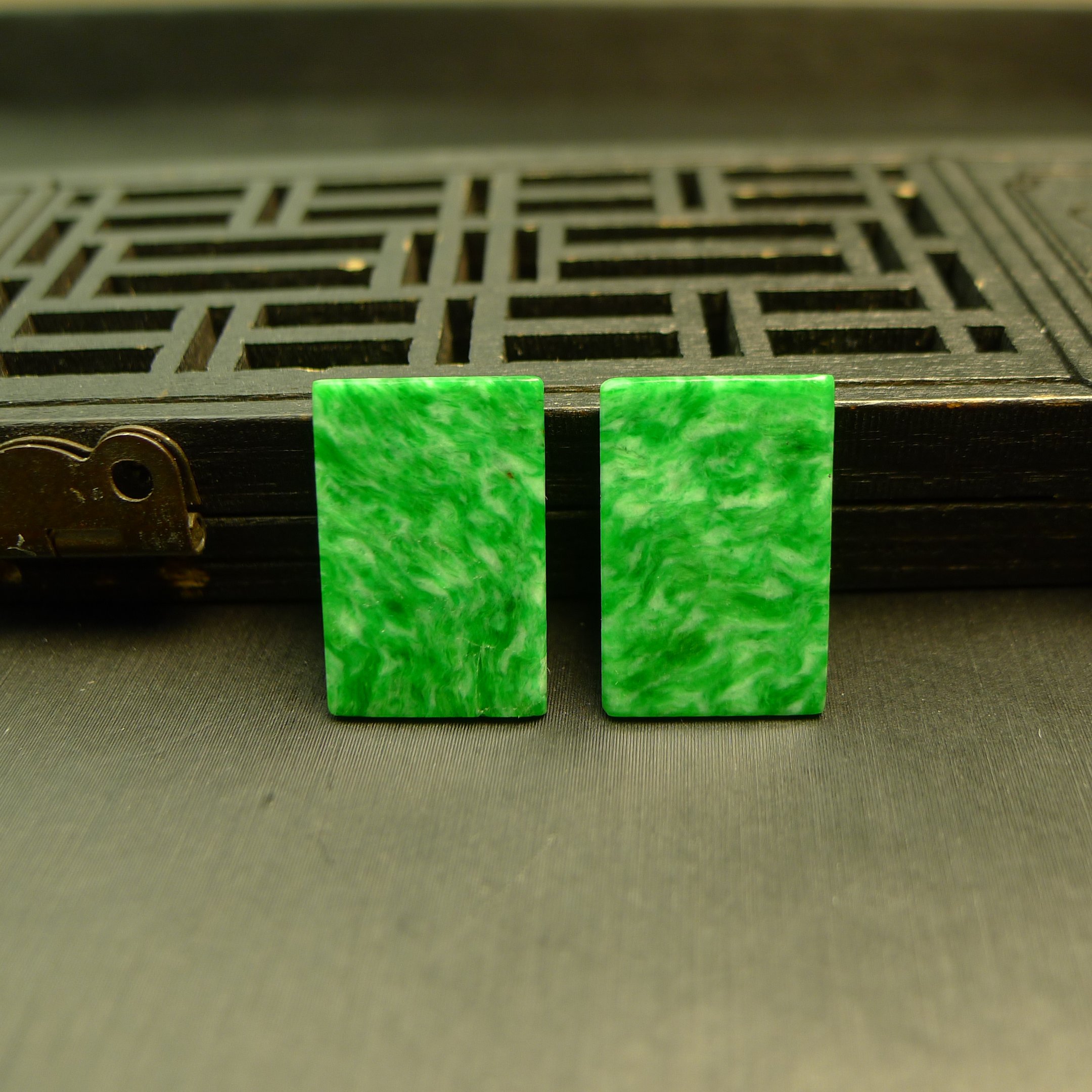 Burmese natural grade A jade carved square ring face
