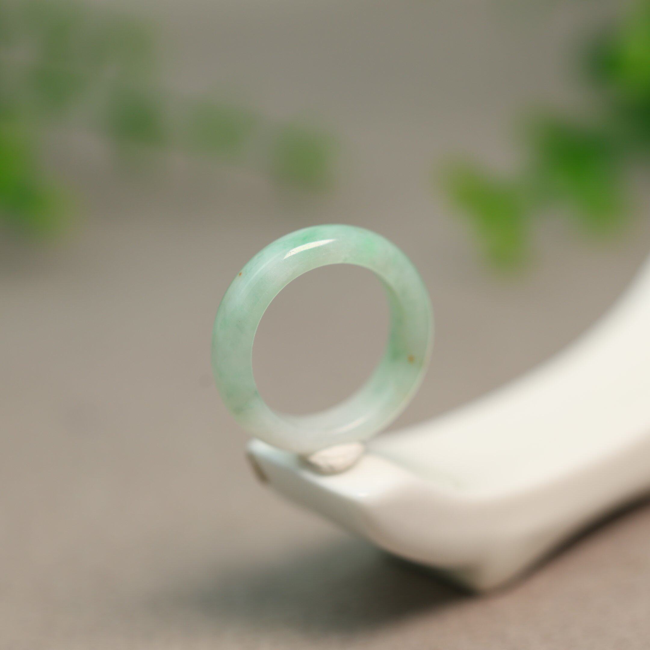 #L659 Green Burmese Natural Grade A Jade Ring No. 11 Ring for Women