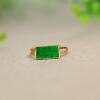 Spicy Green Burmese Natural Grade A Jade Rectangular Ring