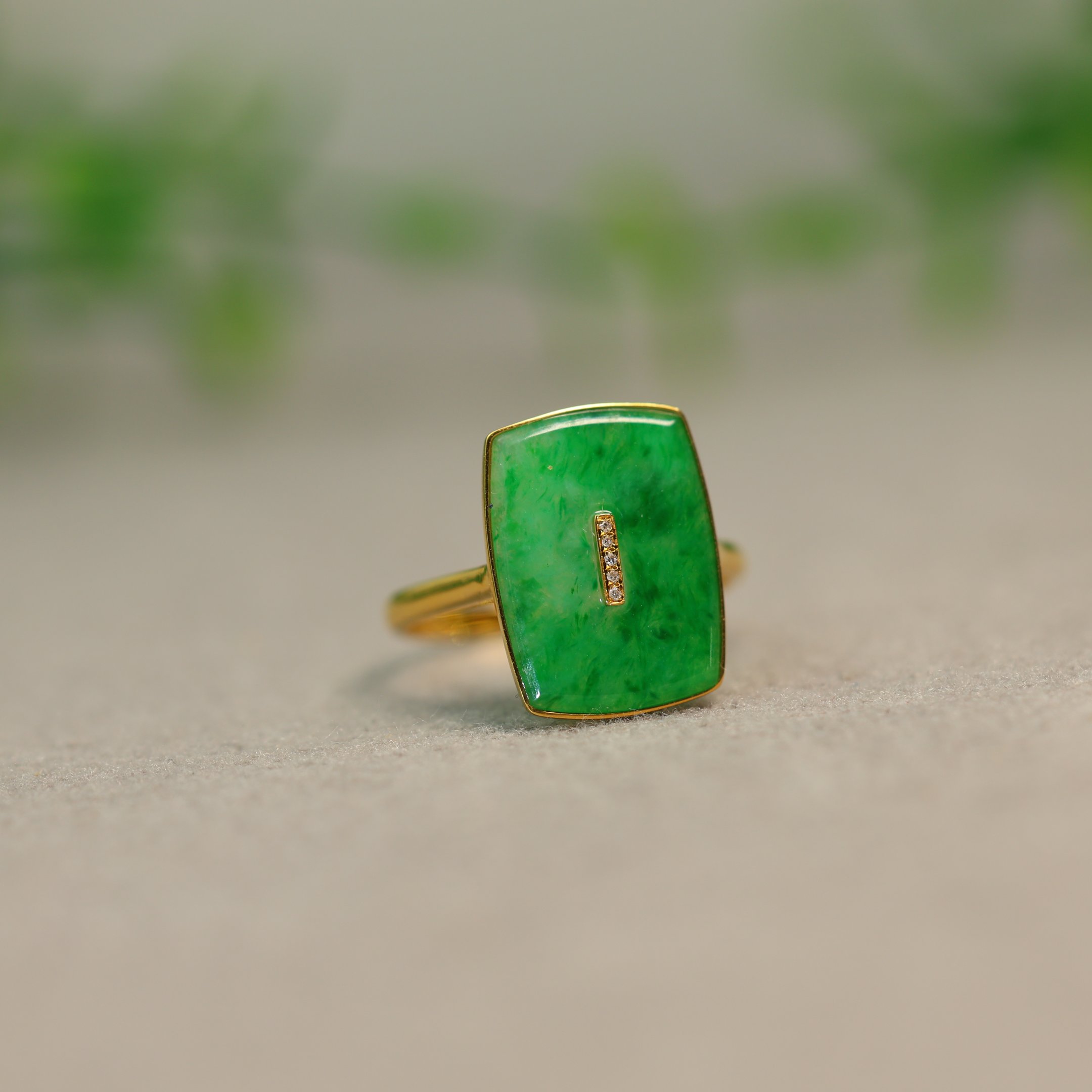 Myanmar natural A-grade jadeite Fubei square sugar ring