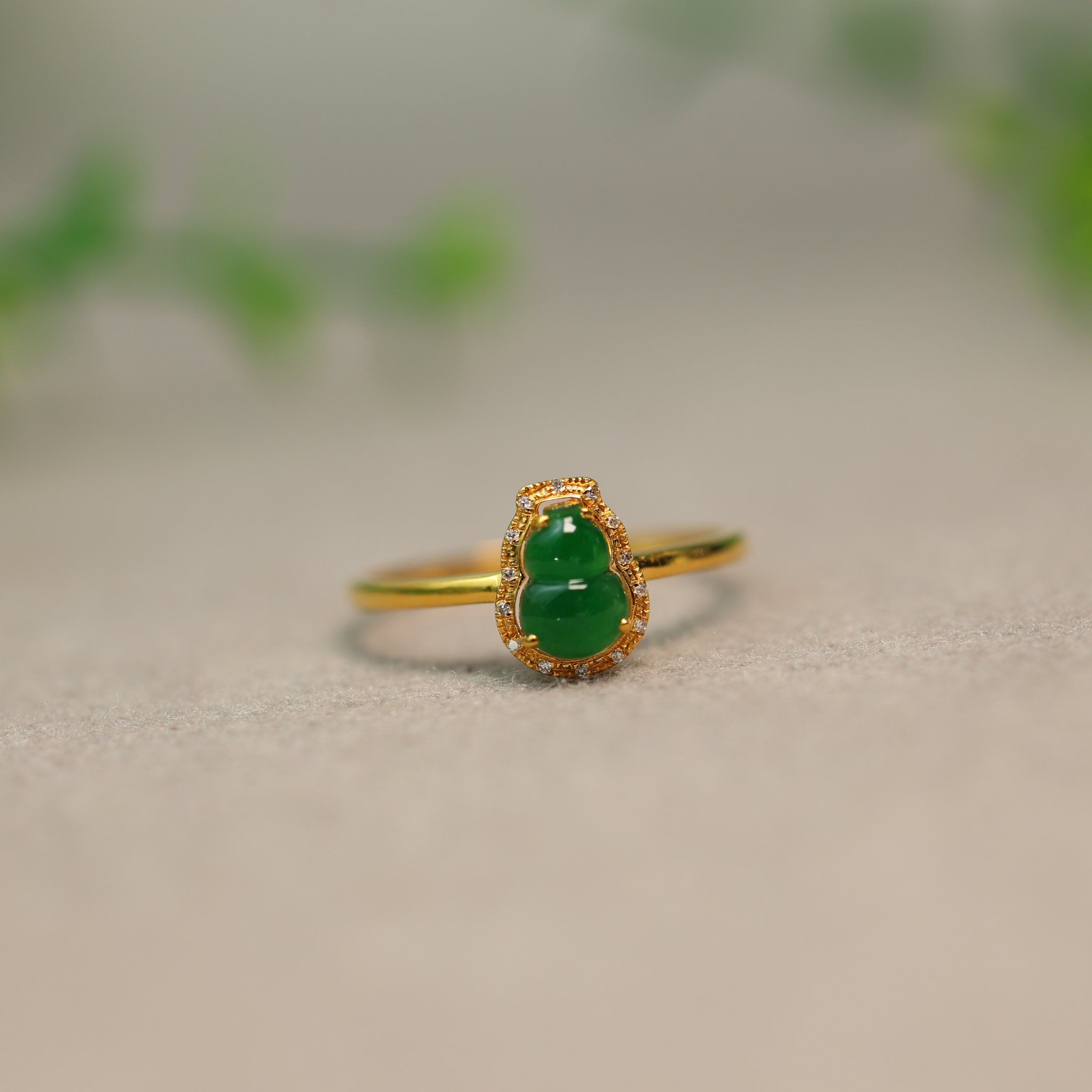 Ice Green Burmese Natural Grade A Jade Gourd Ring