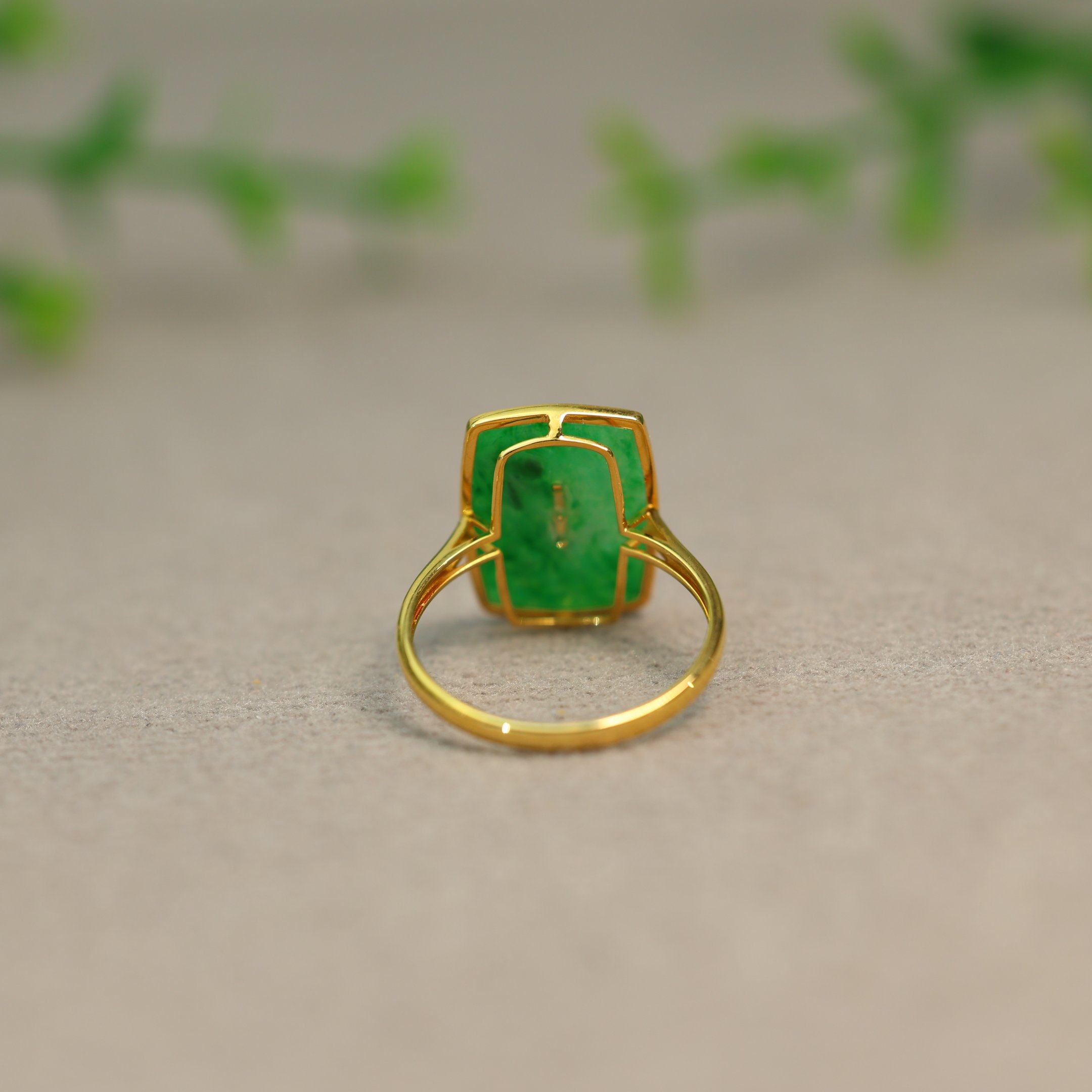 Myanmar natural A-grade jadeite Fubei square sugar ring