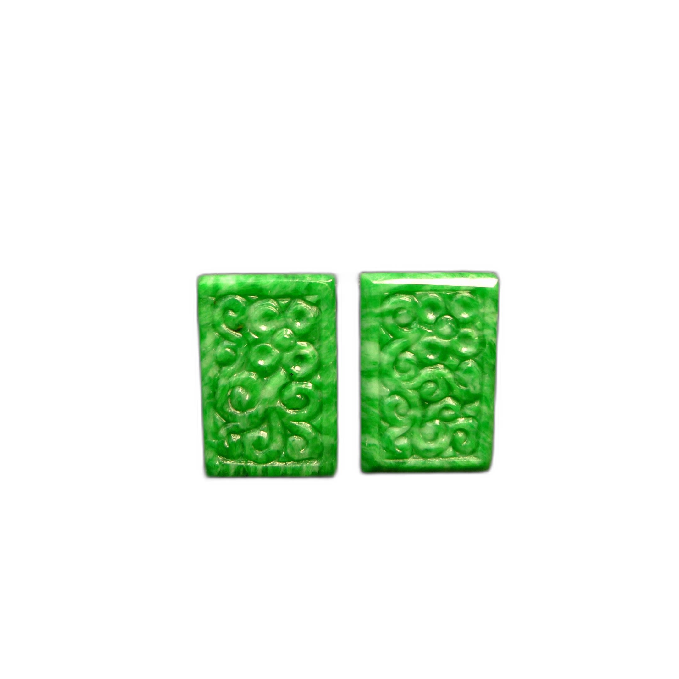 Burmese natural grade A jade carved square ring face