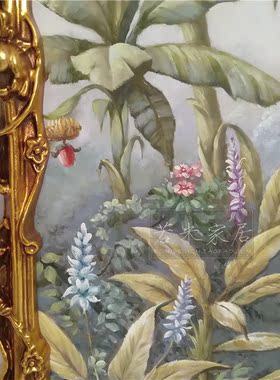 竖版玄关风景油画纯手绘