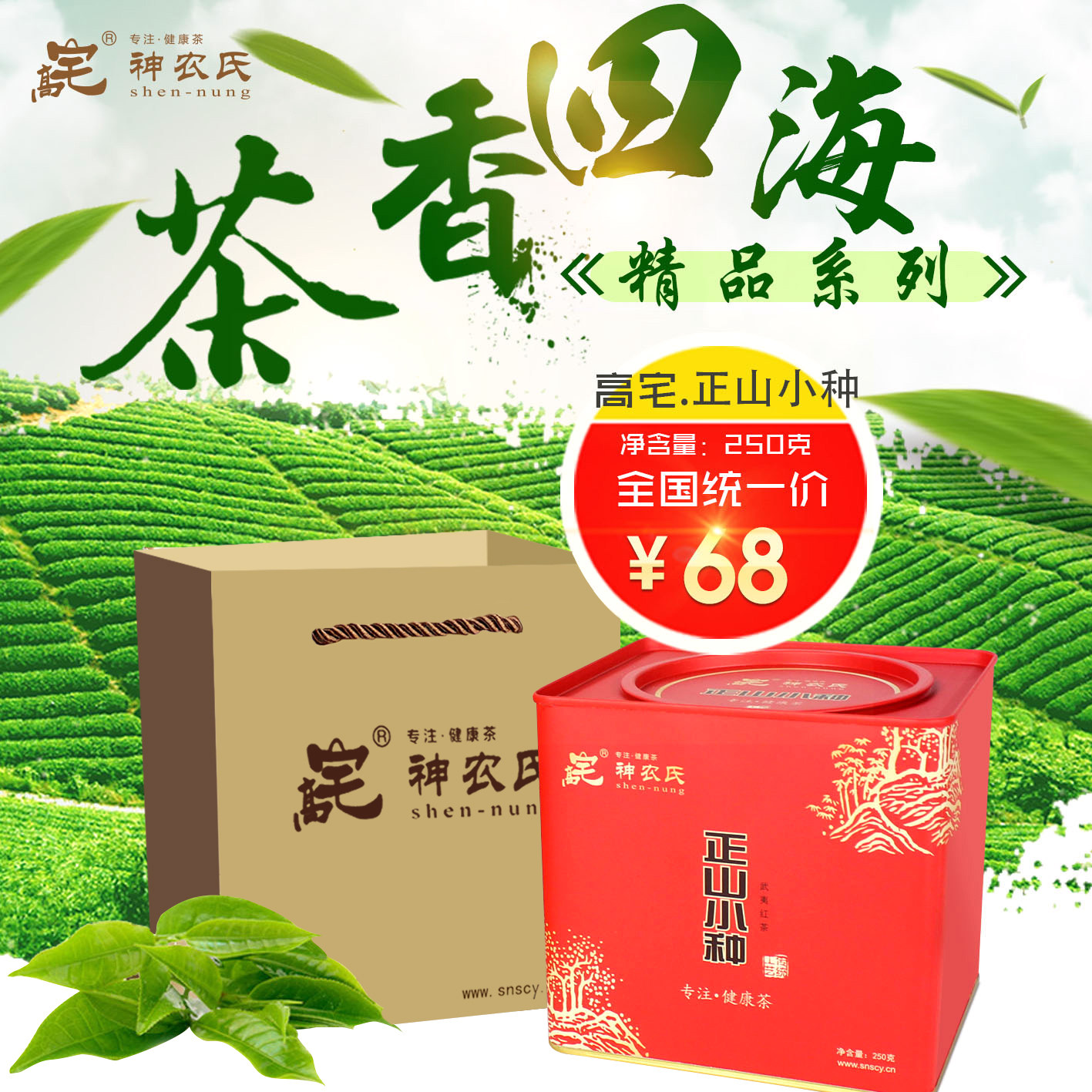 高宅神农氏茶叶正宗精品正山小种武夷红茶无公害花果香250g礼罐装