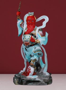 王灵官神像汉白玉降魔天尊像家用供奉护法天君佛像客厅桌面摆件