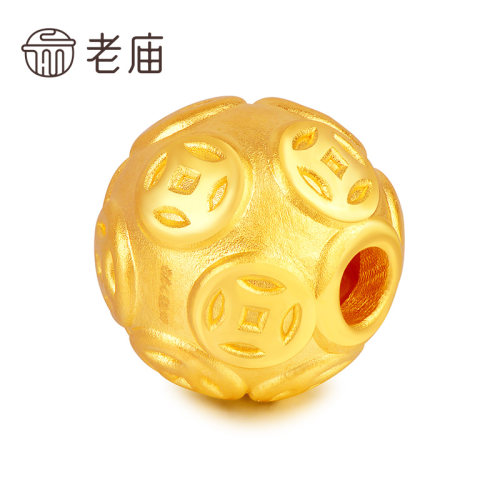 老庙黄金足金串珠转运珠铜钱财源滚滚路路通硬金本命年送礼正品情 - 图3