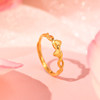 Chinese Valentine's Day gift from the old temple pure gold 999 love bow ring 5G retro fugitive princess giving to daughter