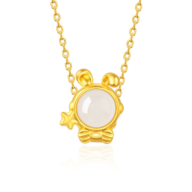 老庙黄金足金3D硬金和田玉太空生肖守护兔子挂坠金镶玉礼物正品礼,淘宝优惠券,粉丝福利购,淘宝优惠卷