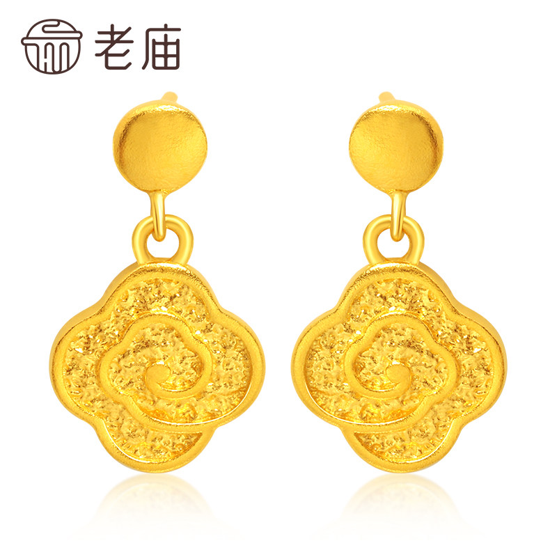 老庙黄金足金999古韵古法祥云耳饰耳环汉服古典女款官方送礼物,淘宝优惠券,粉丝福利购,淘宝优惠卷
