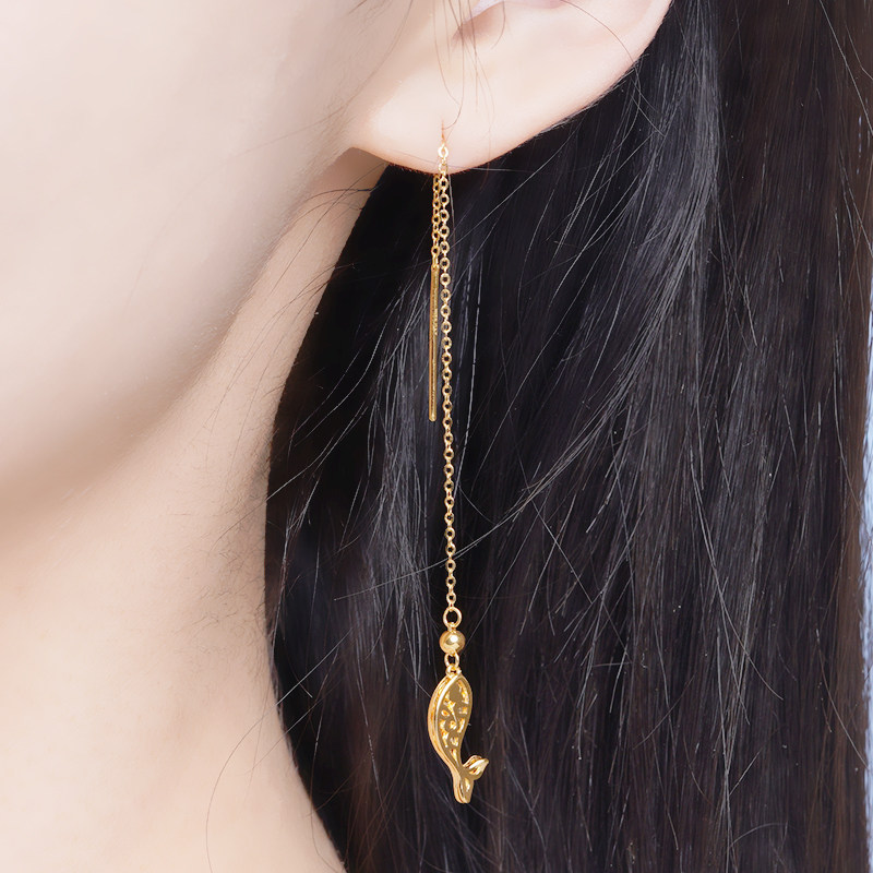 老庙黄金5G金好运鲤跃龙门锦鲤足金耳线女士耳饰送礼生日百搭时尚,淘宝优惠券,粉丝福利购,淘宝优惠卷