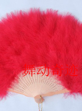 红色羽毛扇白色舞蹈折扇大号双面