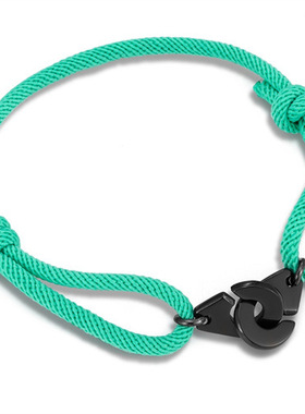 2025新款ins跨境爆款黑色手铐手绳可调节米兰绳情侣简约百搭手链