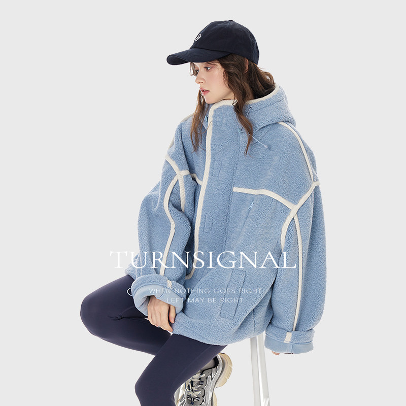 TurnSignal潮牌颗粒绒外套女冬季2025新款休闲宽松加厚保暖绒外套,淘宝优惠券,粉丝福利购,淘宝优惠卷