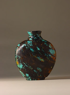 精品原矿高瓷绿松石唐三彩鼻烟壶摆件