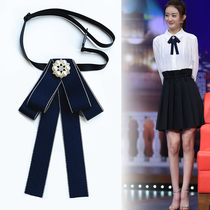 Korean version stars the same JK neckline lady career workwear shirt collar flower business black tie bow tie