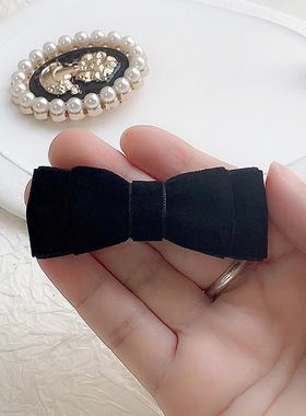 黑色丝绒蝴蝶结别针领结女装饰千金风毛衣胸针飘带秋冬款小号配饰