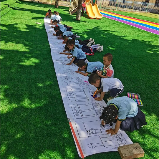 秋天主题百米长卷画线稿填色涂鸦画布秋季涂鸦画卷幼儿园户外活动