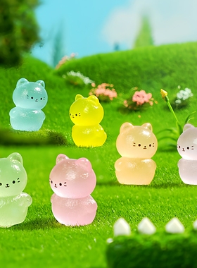 微景观呆萌夜光小猫手工学生园艺造景diy装饰品配件迷你桌面摆件