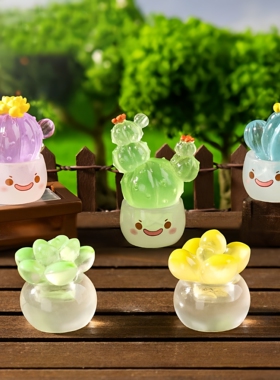 微景观生日夜光萌多肉仙人掌娃屋diy装饰花盆盲袋配件桌面小摆件