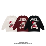 Ретро демисезонный трикотажный свитер подходит для мужчин и женщин для влюбленных, этнический стиль, в американском стиле, с медвежатами