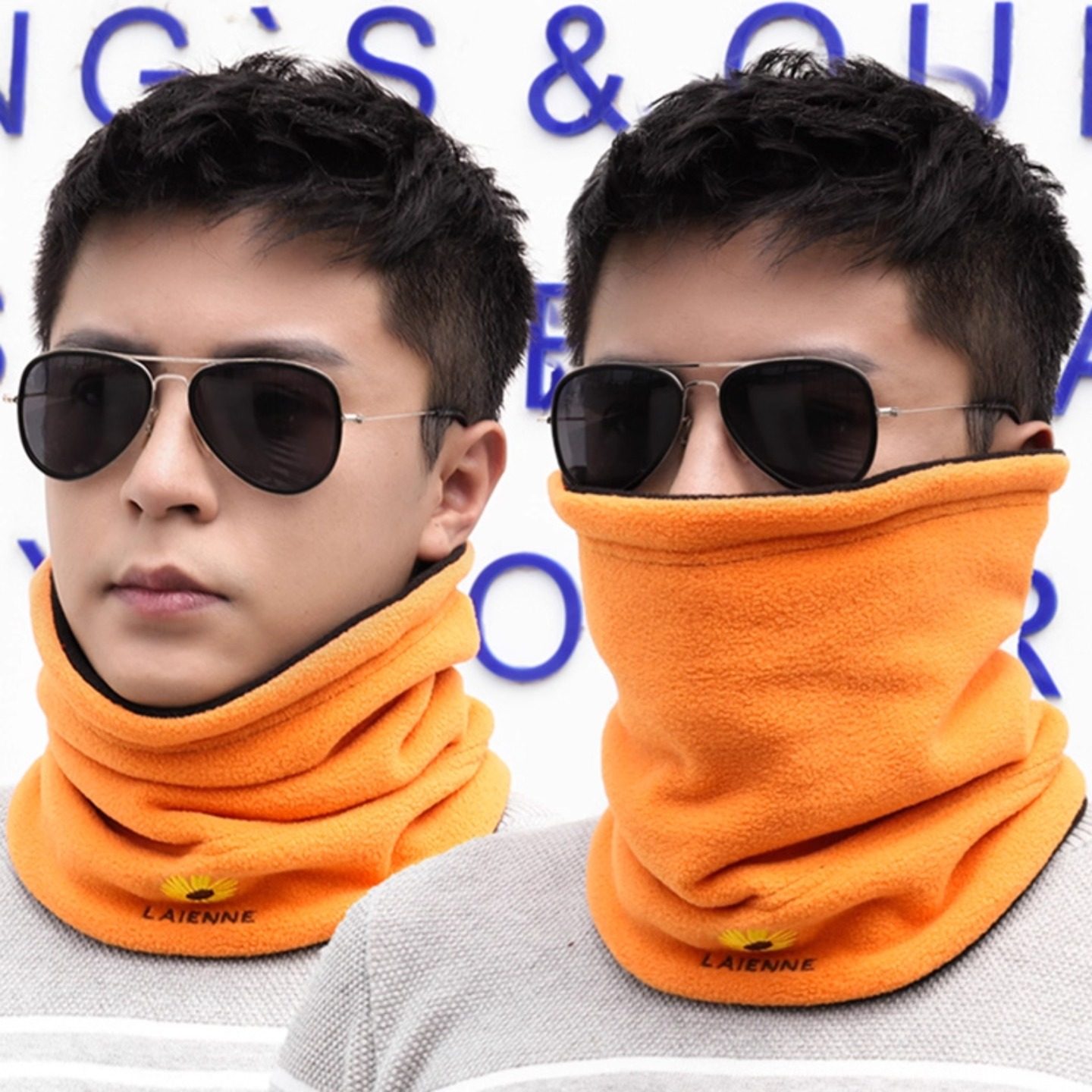 脖套男冬天保暖加绒厚护颈椎户外围巾骑行摩托车防寒围巾男士骑车