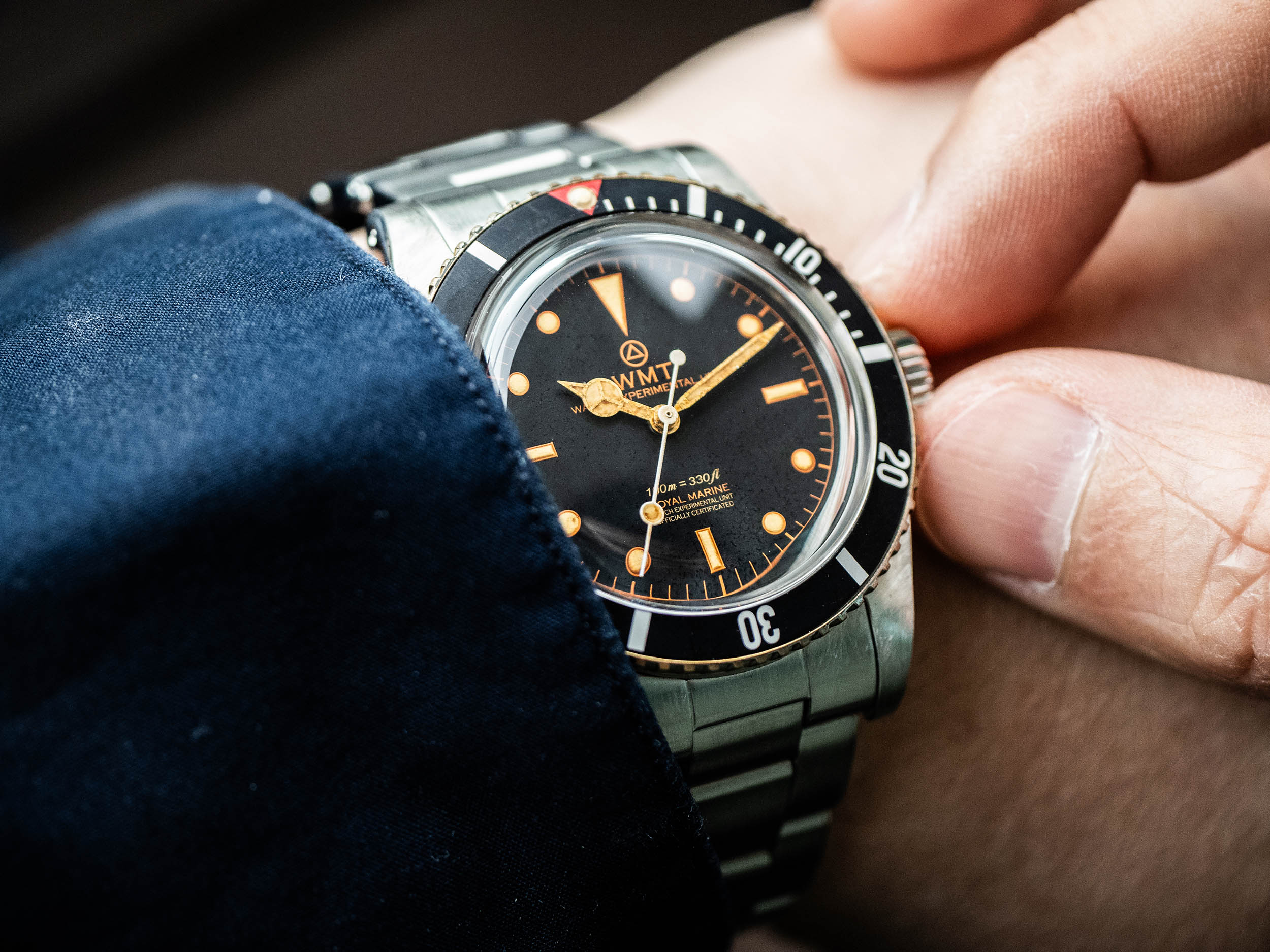 WMT Watch Sea Diver Brass Bezel 复古做旧氧化黄铜边圈机械手表 - 图0