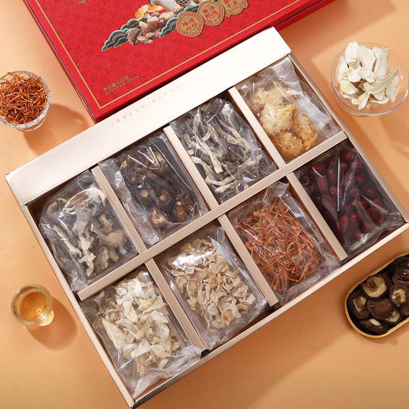 鲜物道山珍礼盒菌菇八味香菇鹿茸菇白玉耳干货菌菇组合装年货送礼,淘宝优惠券,粉丝福利购,淘宝优惠卷