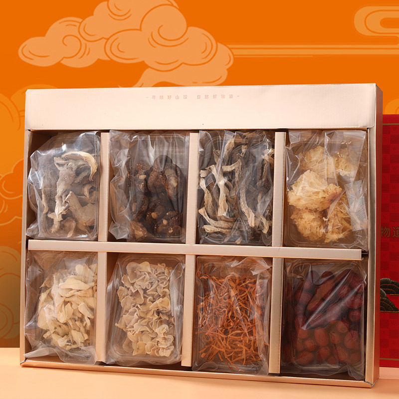 鲜物道山珍礼盒菌菇八味香菇鹿茸菇白玉耳干货菌菇组合装年货送礼,淘宝优惠券,粉丝福利购,淘宝优惠卷
