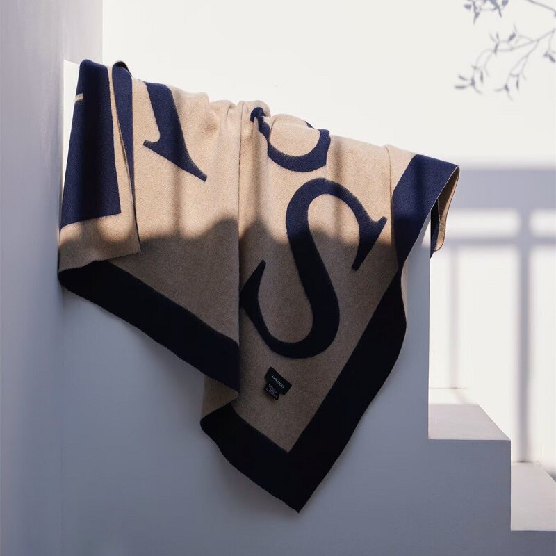 MARKCROSS【静谧米兰】顶奢阿拉善山羊绒毯双面色织提花羊毛毯子