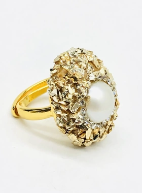 原创设计款戒指手工镶嵌彩色密集小圆珠小众不撞款时尚个性女戒指