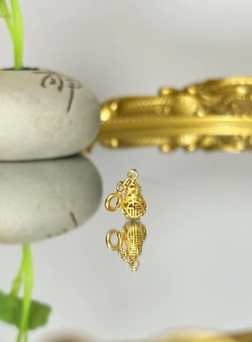 天然翡翠冰种阳绿葫芦配饰福禄高级感项链手链纯银DIY配件