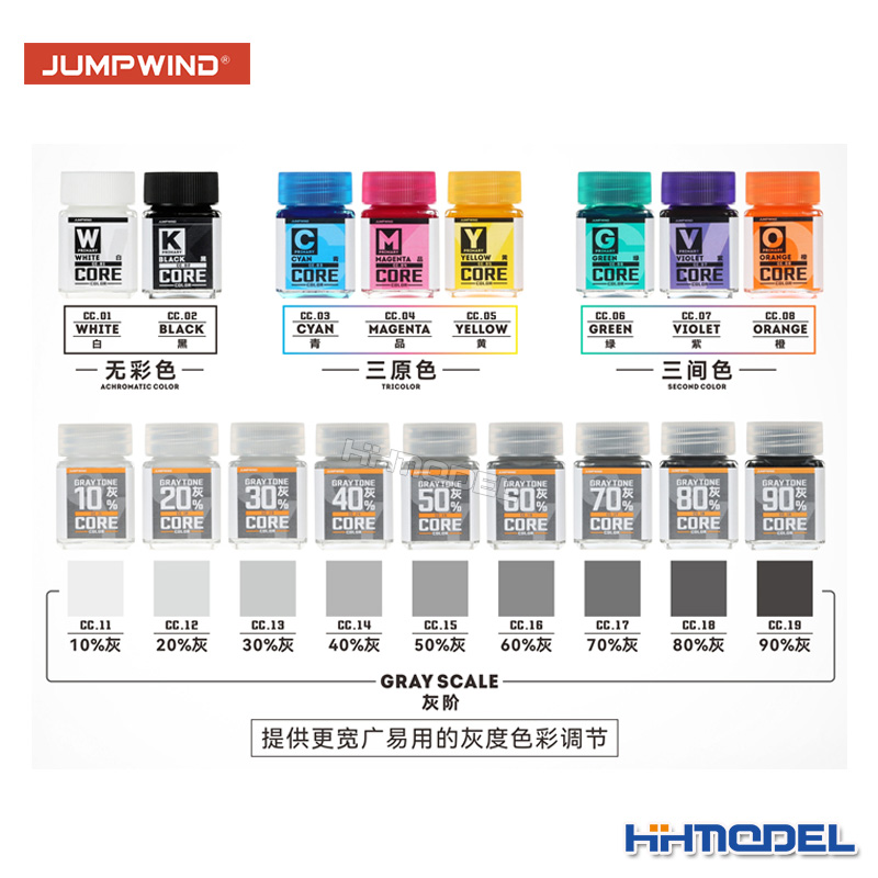 恒辉模型 匠域 CC01-19 高阶模型涂装专用漆 原色/灰阶系列 18ml - 图1