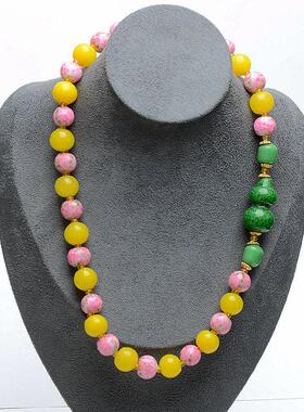 新品轻奢气质彩色琉璃石项链简约高贵夸张百搭项饰配饰