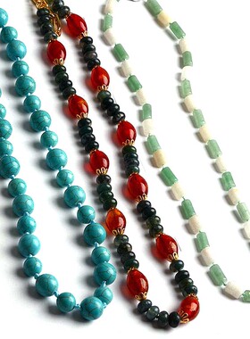 个性气质高雅蓝松饰项链海草玛瑙琉璃绿东陵简约项饰女特价